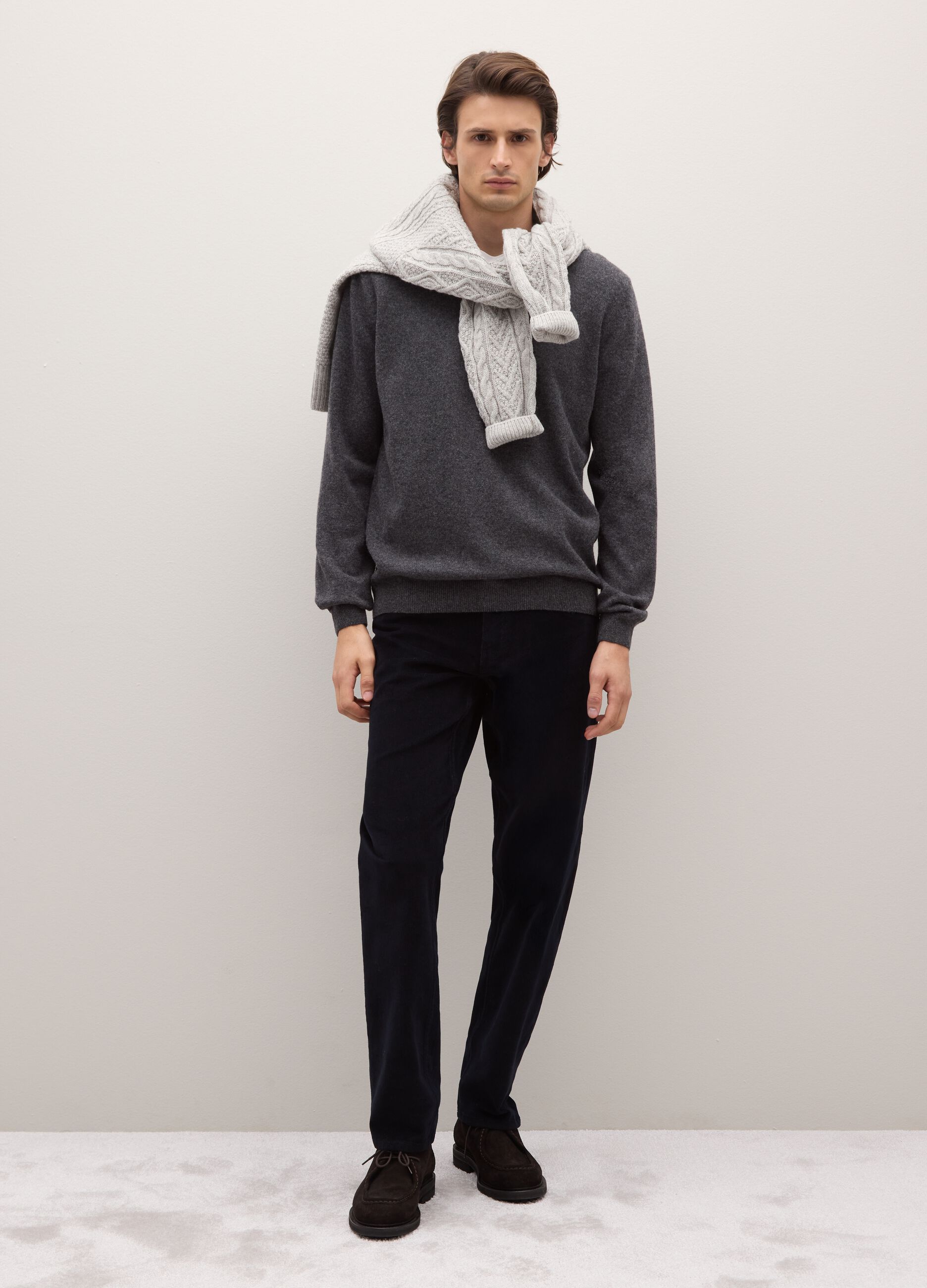 Grey regular fit lambswool sweater