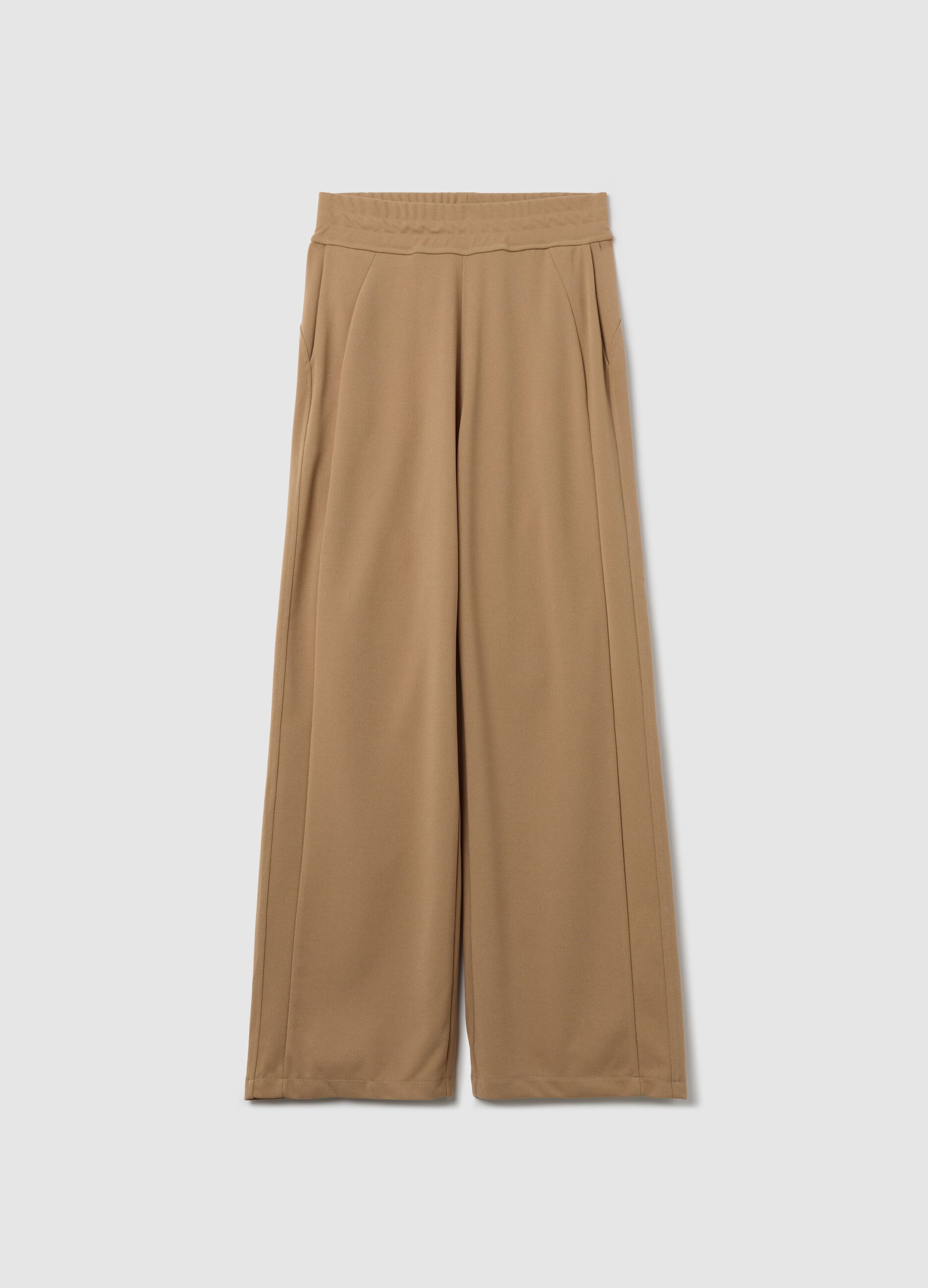 Beige palazzo trousers with pockets