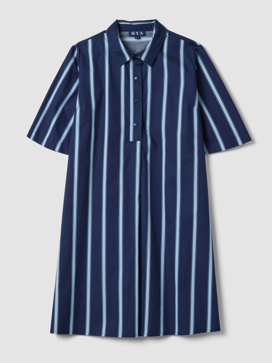 Blue striped pure cotton shirt dress_4