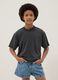 T-shirt in puro cotone grigia da ragazza oversize fit_0
