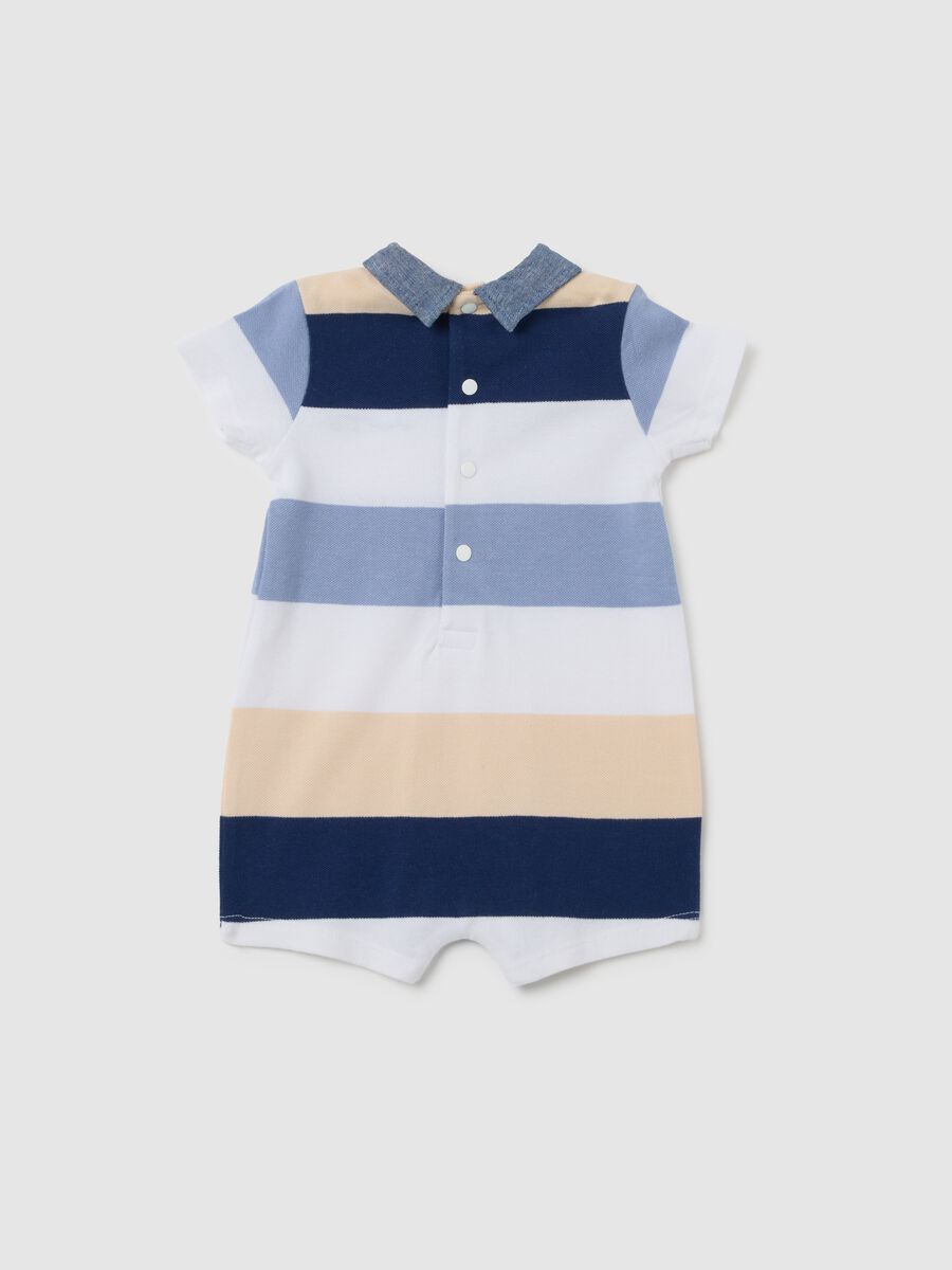 Tutina da neonato in puro cotone multicolor con colletto a punta_1