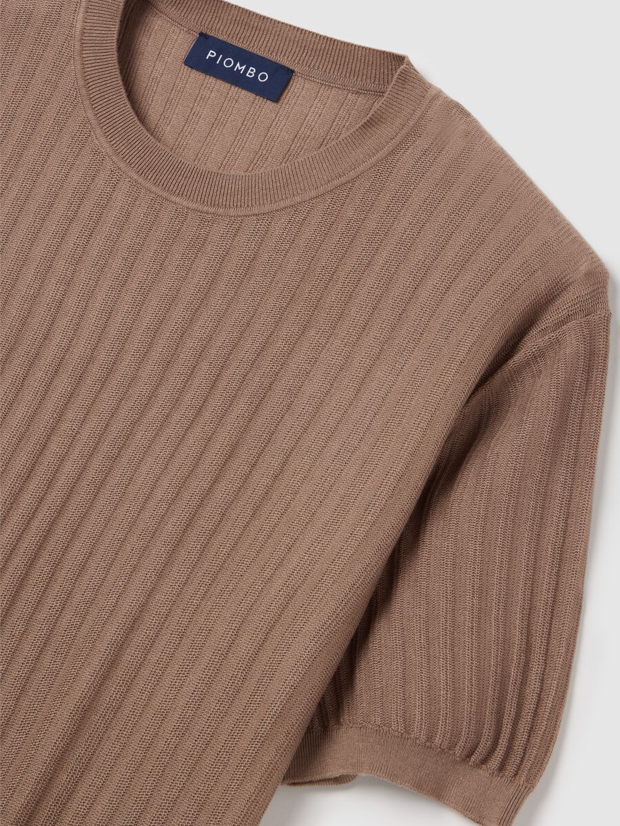 Brown Cotton Crew Neck T-shirt_5