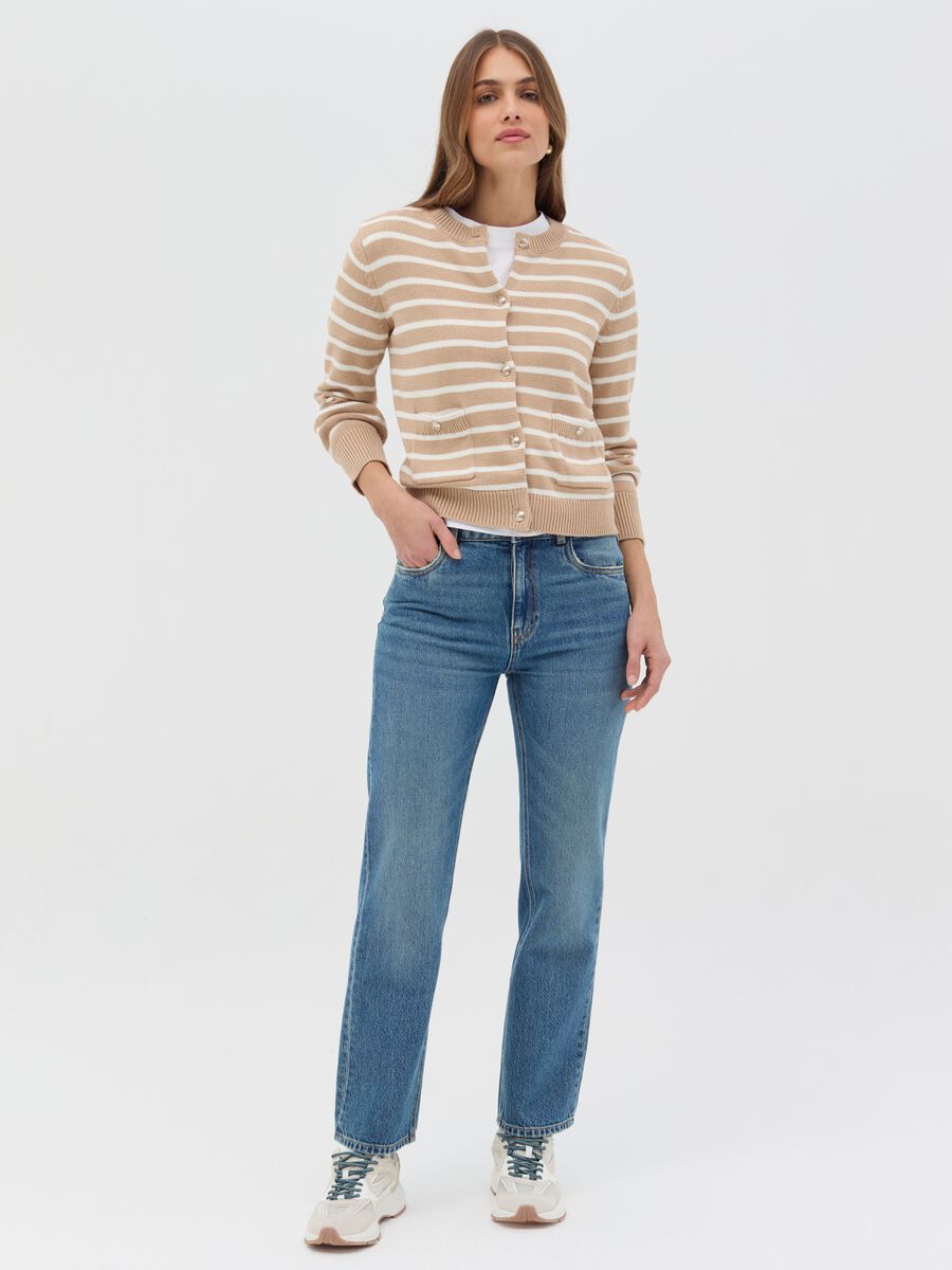 Striped cardigan with gold-coloured buttons_0