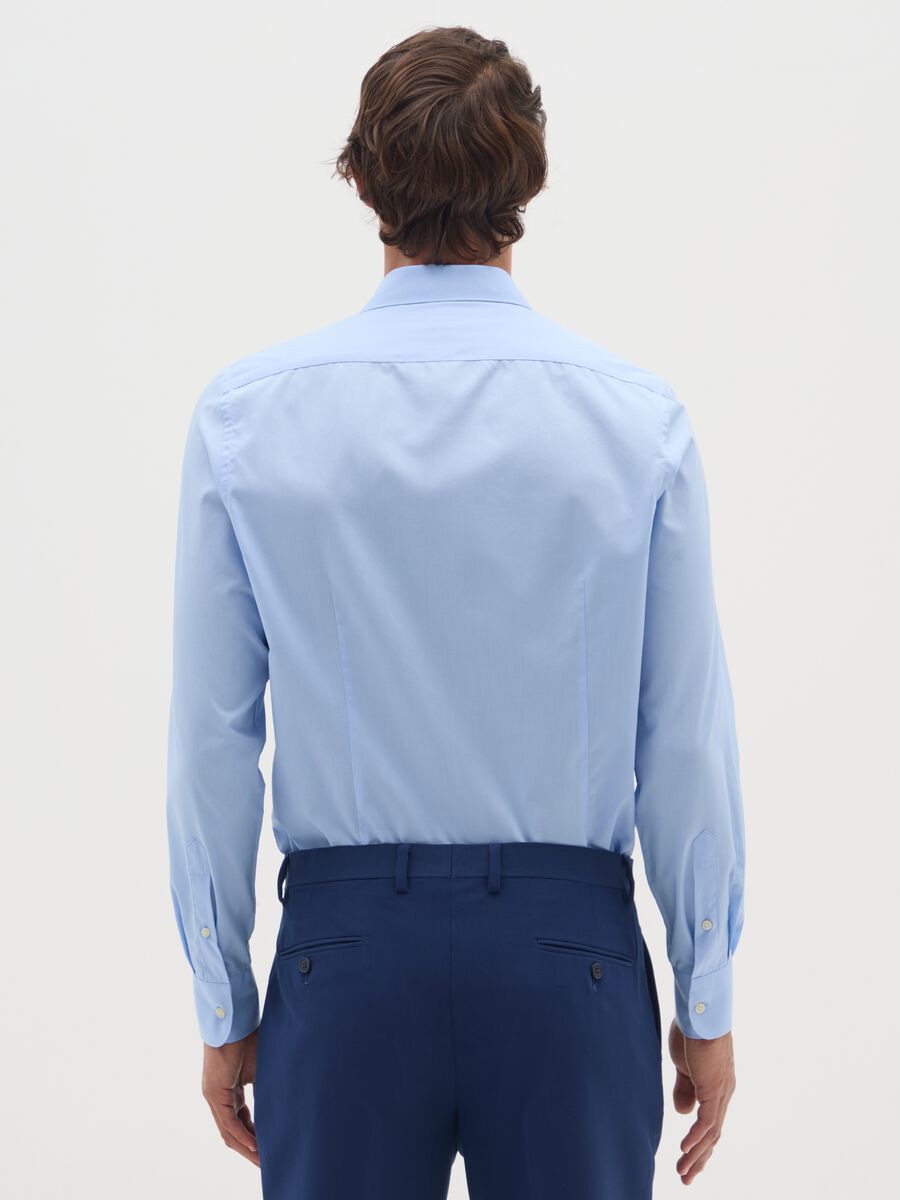 Slim Blue Cotton Blend Shirt_2