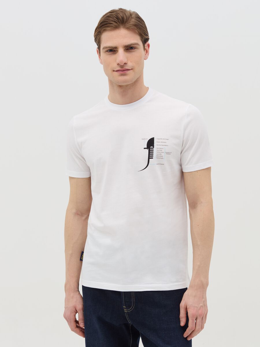 Cotton T-shirt with gondola prow head print_0