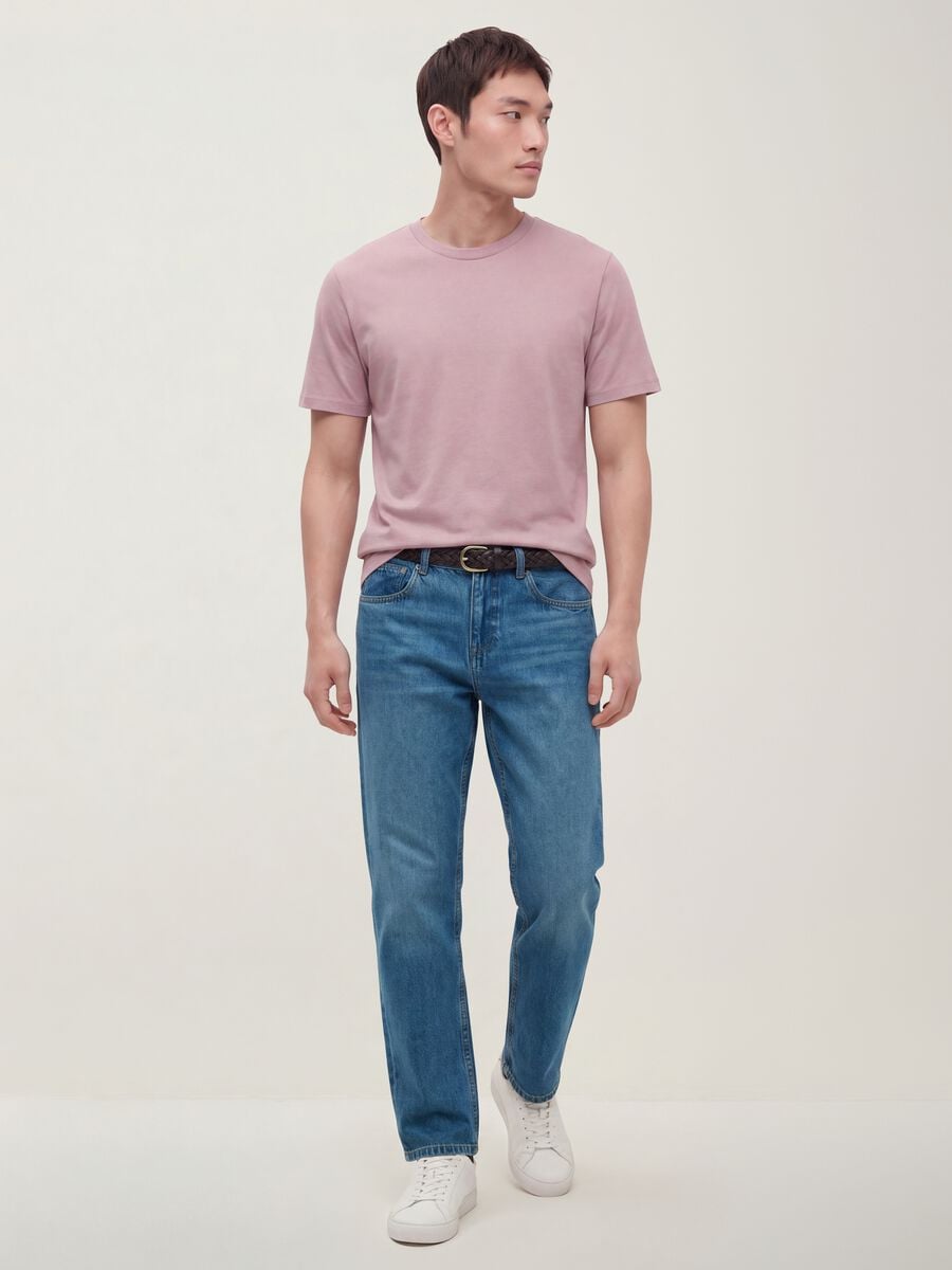 Purple mercerised pure cotton crew-neck T-shirt, regular fit_2