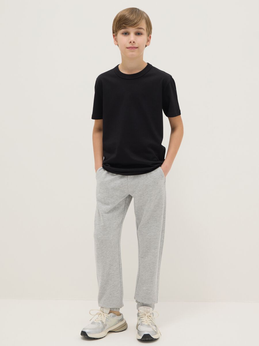Boy's grey jogger trousers in pure cotton regular fit_0