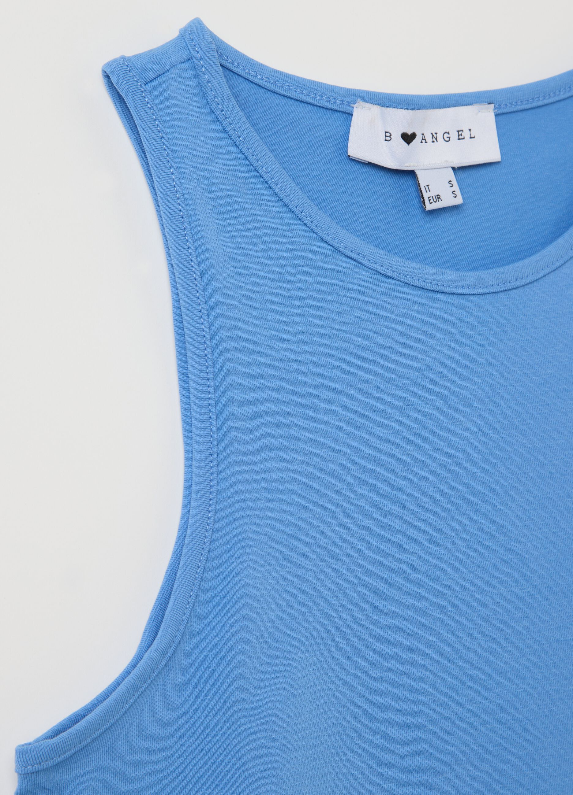 Women’s light blue fitted short top in stretch cotton