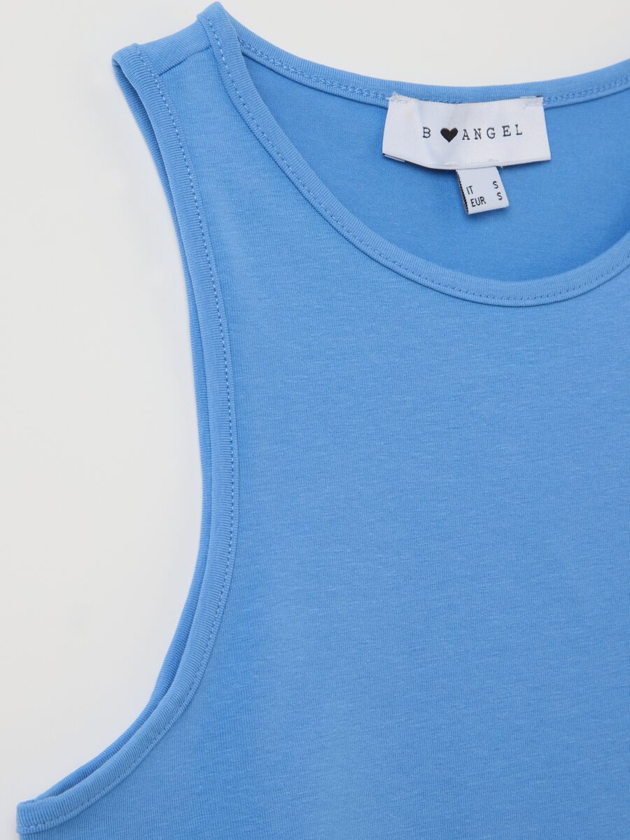 Women’s light blue fitted short top in stretch cotton_5