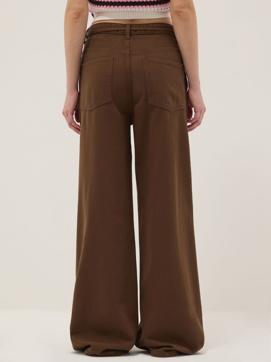 Brown Pure Cotton Wide Leg Trousers_2