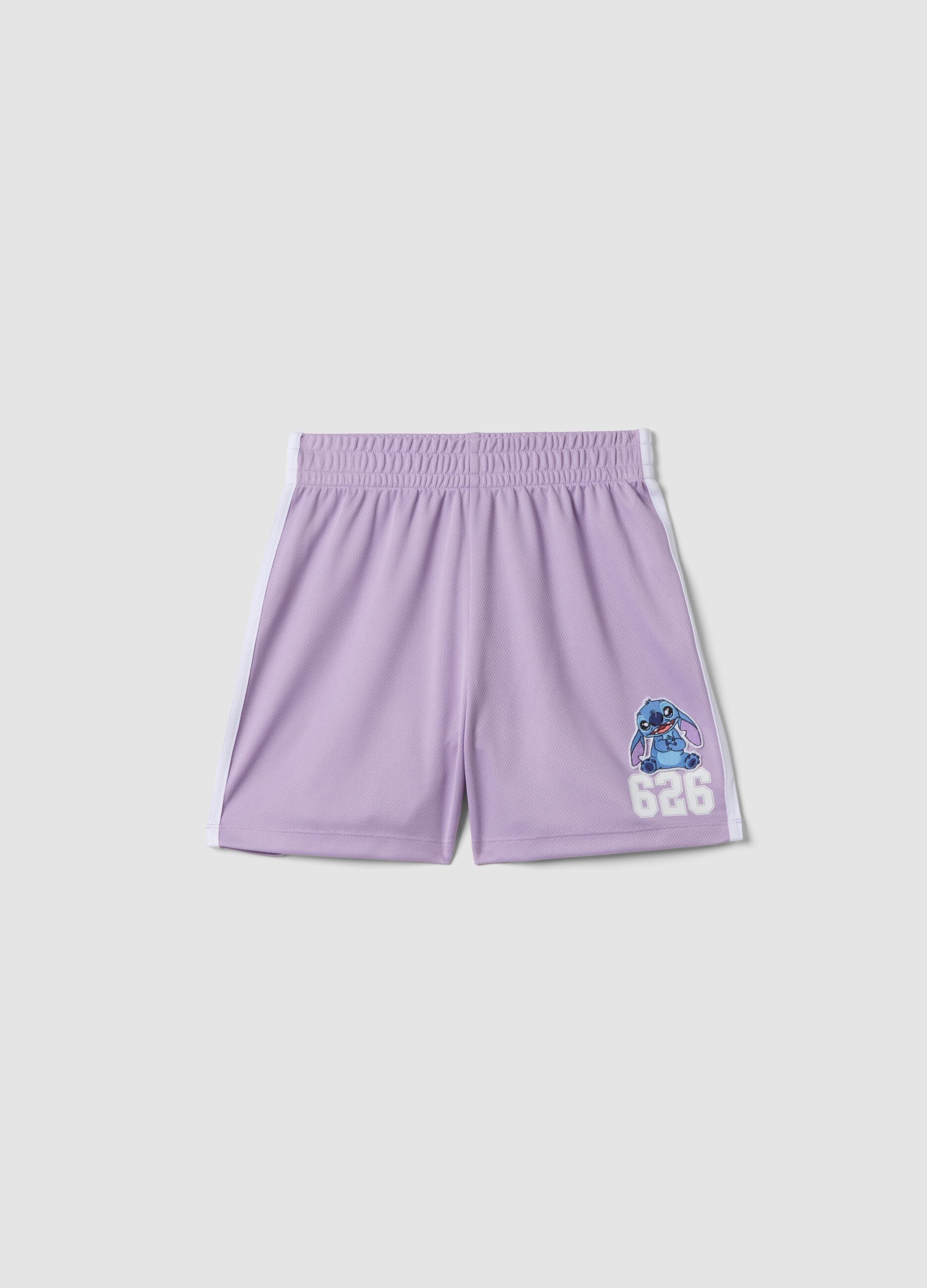 Girls&rsquo; purple sporty shorts with side stripes