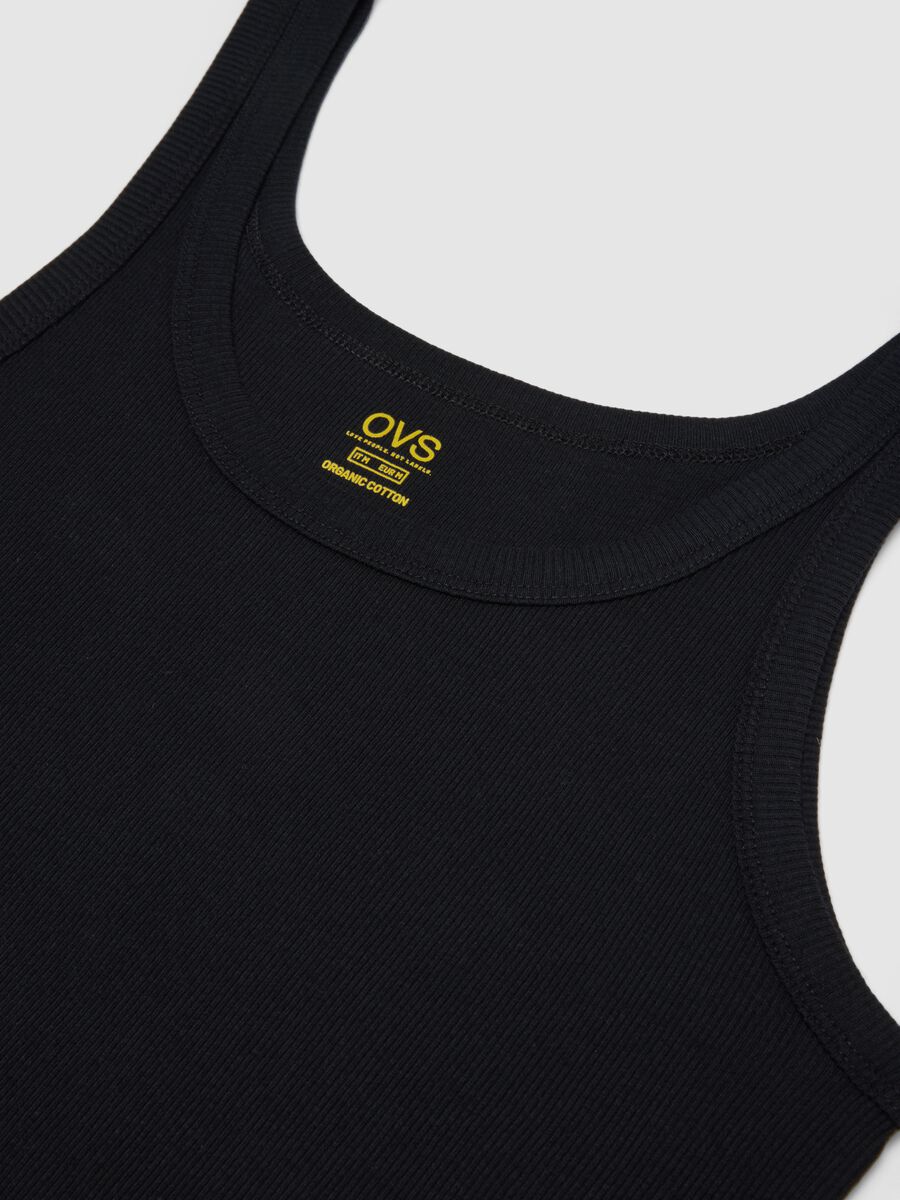 Pure black cotton tank top regular fit_1