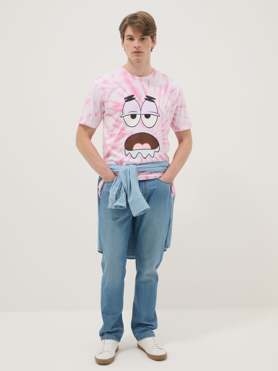 Multicolour pure cotton tie-dye regular fit T-shirt with Patrick Star_2