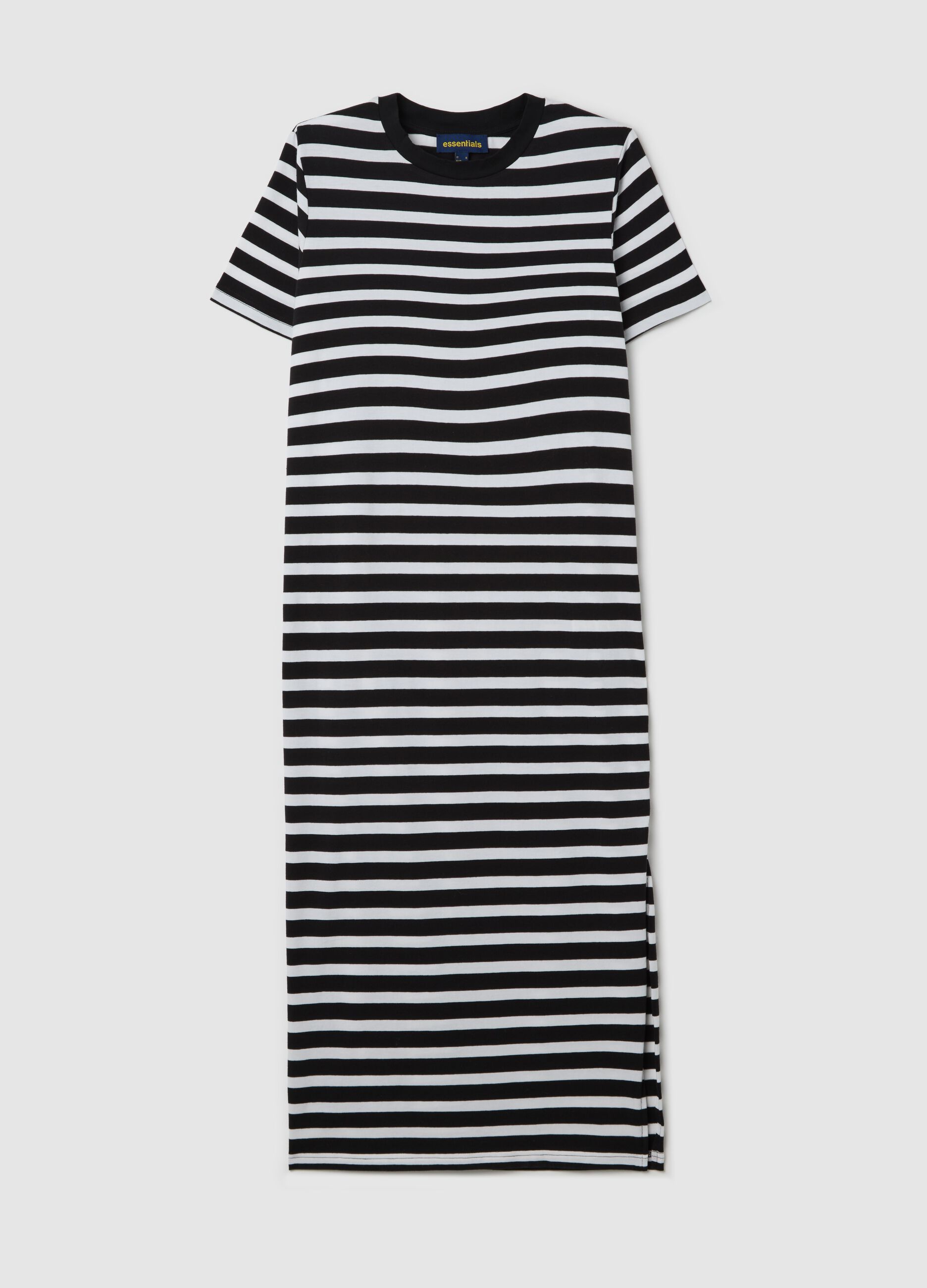 Midi dress in striped stretch cotton