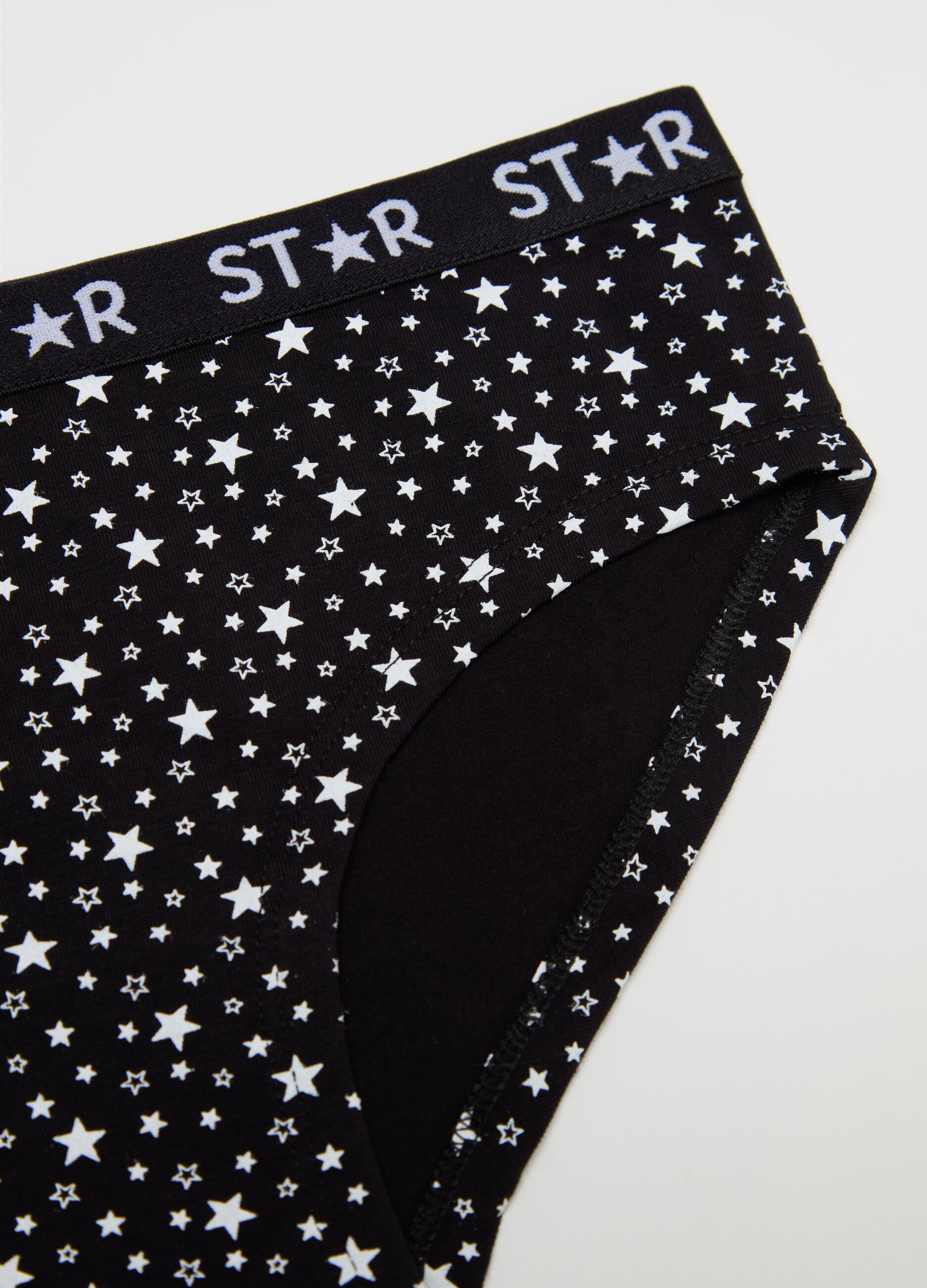 Stretch cotton knicker shorts with star print
