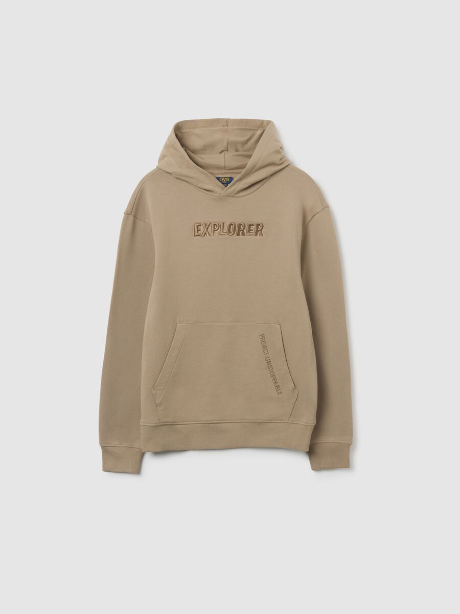 Boys' beige pure cotton hoodie regular fit_0