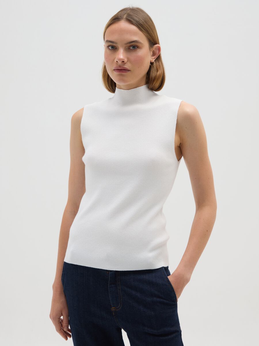 White Regular Fit Tank Top_0