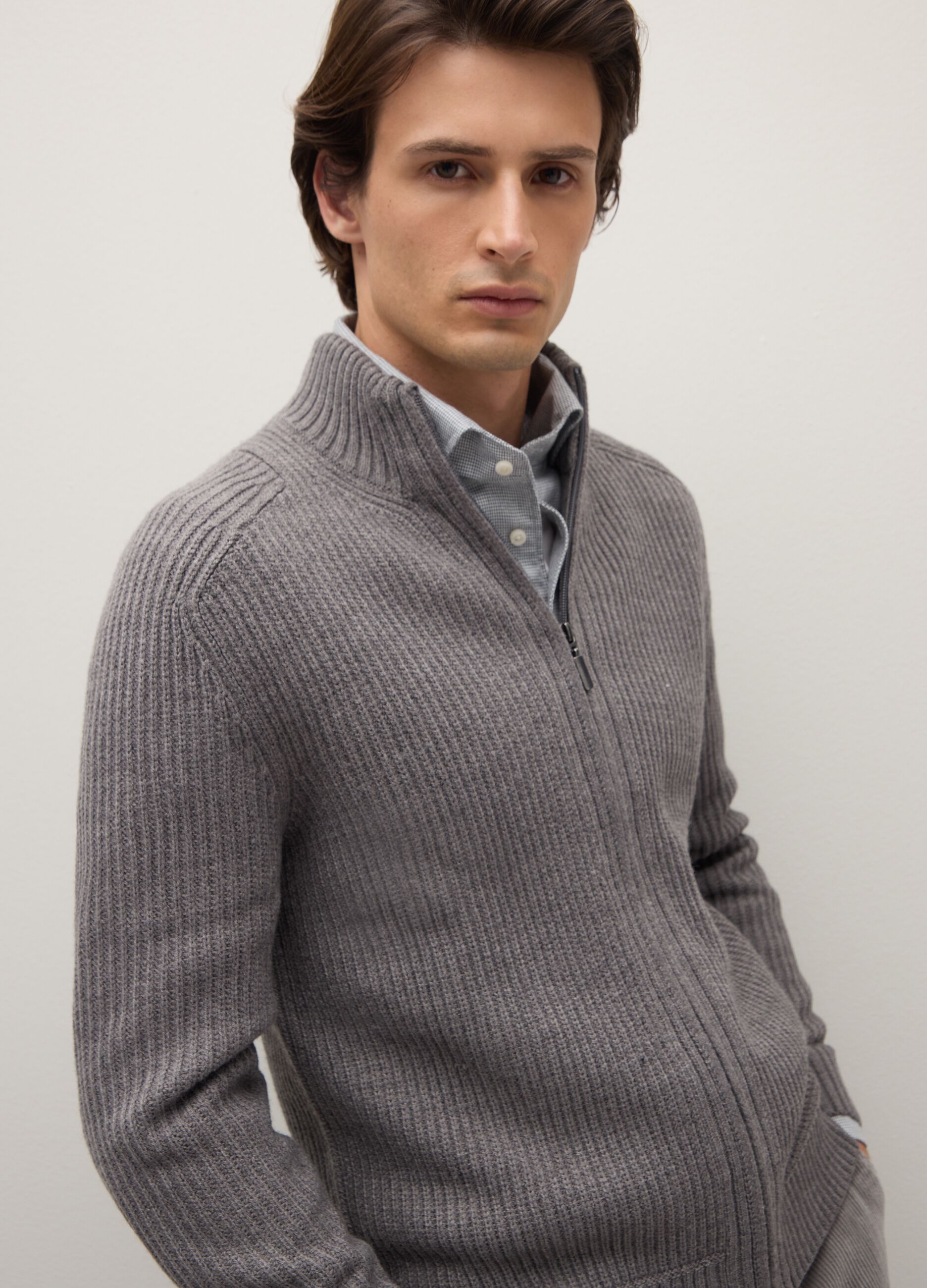 Ribbed Grey Cardigan