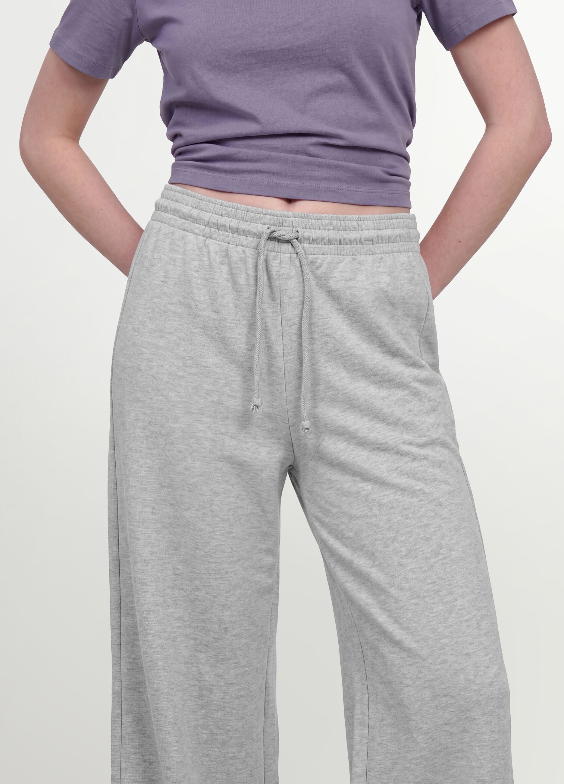 Grey baggy-fit pure cotton jogger trousers