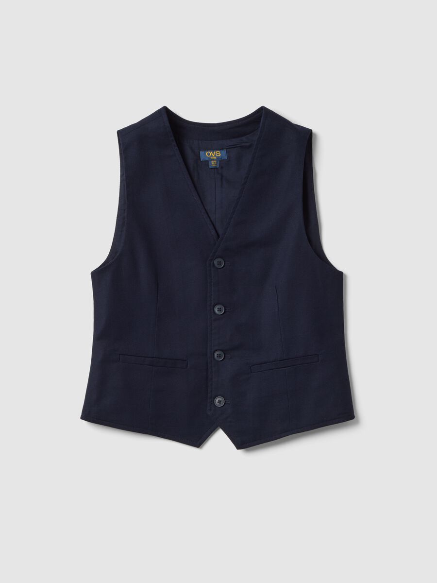 Boys' regular fit blue stretch cotton waistcoat_0