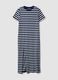 Abito maxi blu in cotone elasticizzato a righe_4