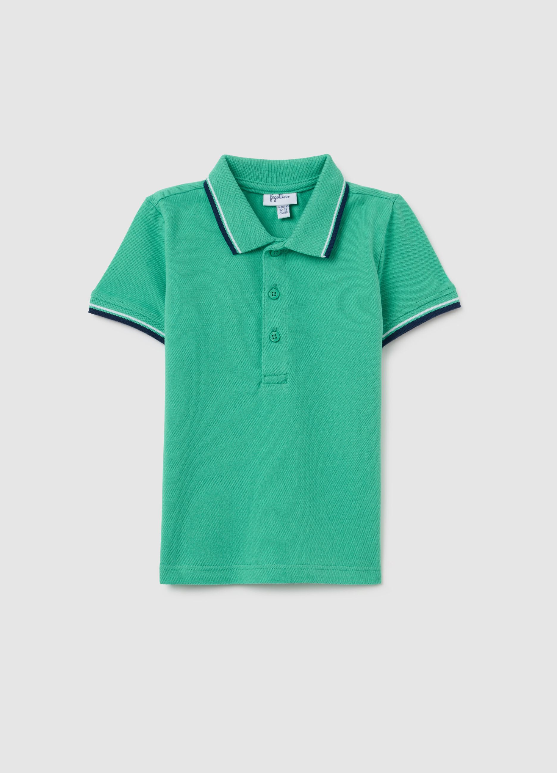 Children's green pure cotton polo regular fit