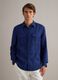Blue regular-fit pure linen shirt with double pocket_1