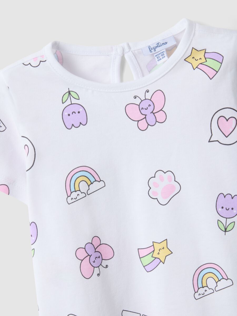 White pure cotton regular fit girls' t-shirt with designs_3