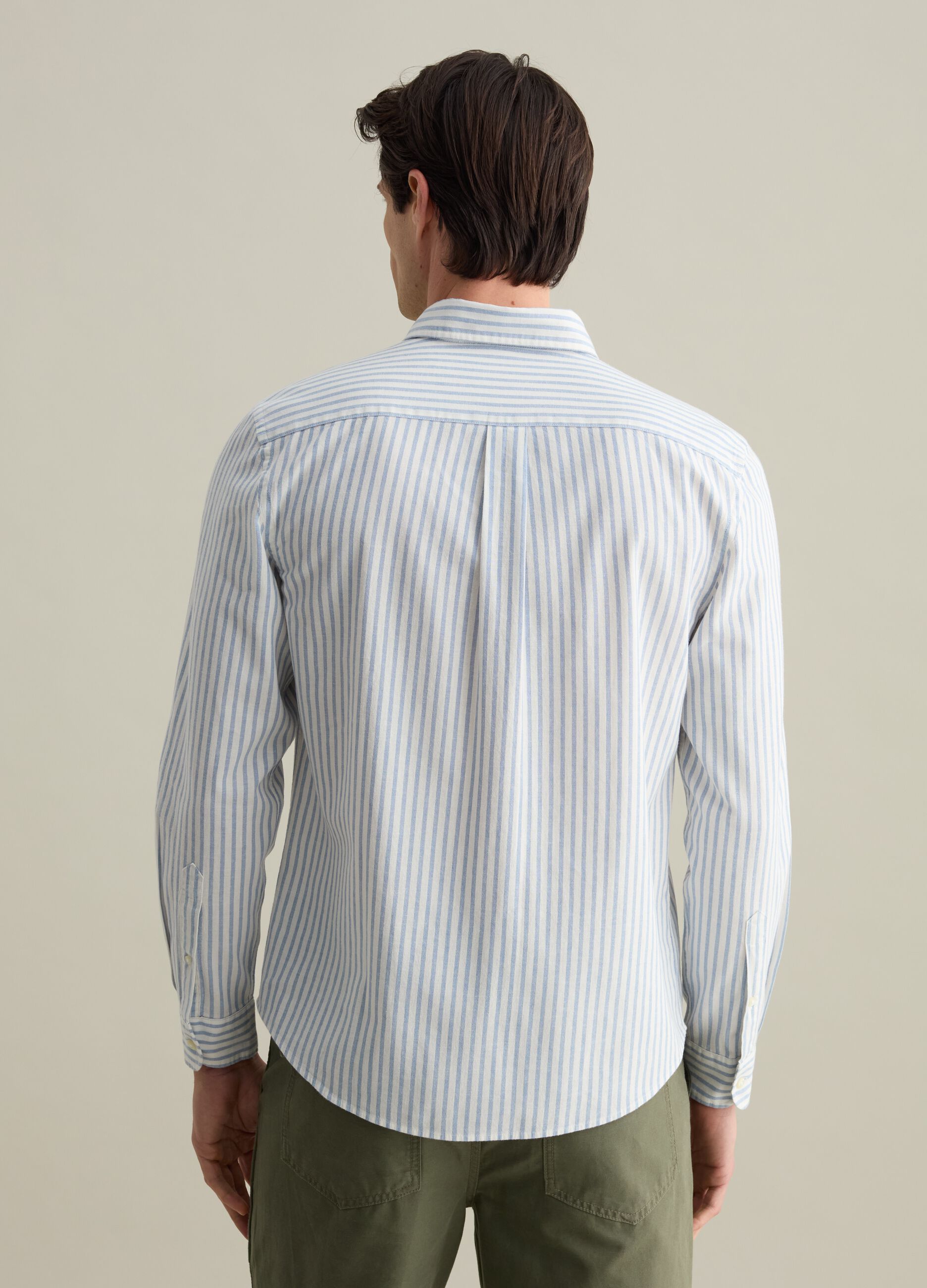 Striped regular-fit shirt in cotton and linen