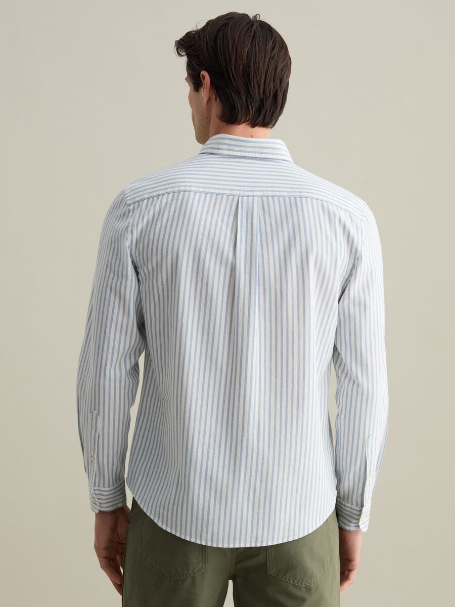 Striped regular-fit shirt in cotton and linen_2