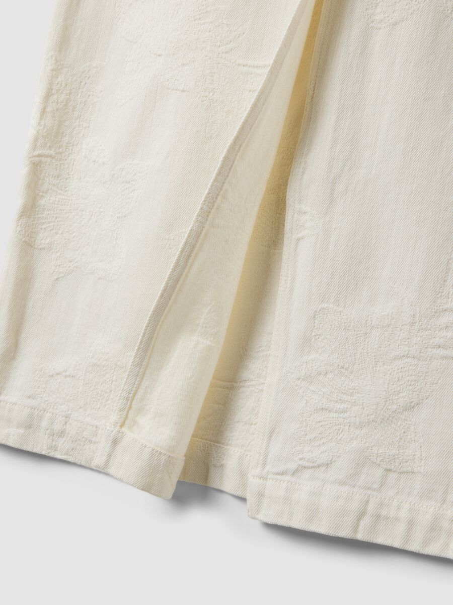 White pure cotton long skirt regular fit with elastic waistband_6