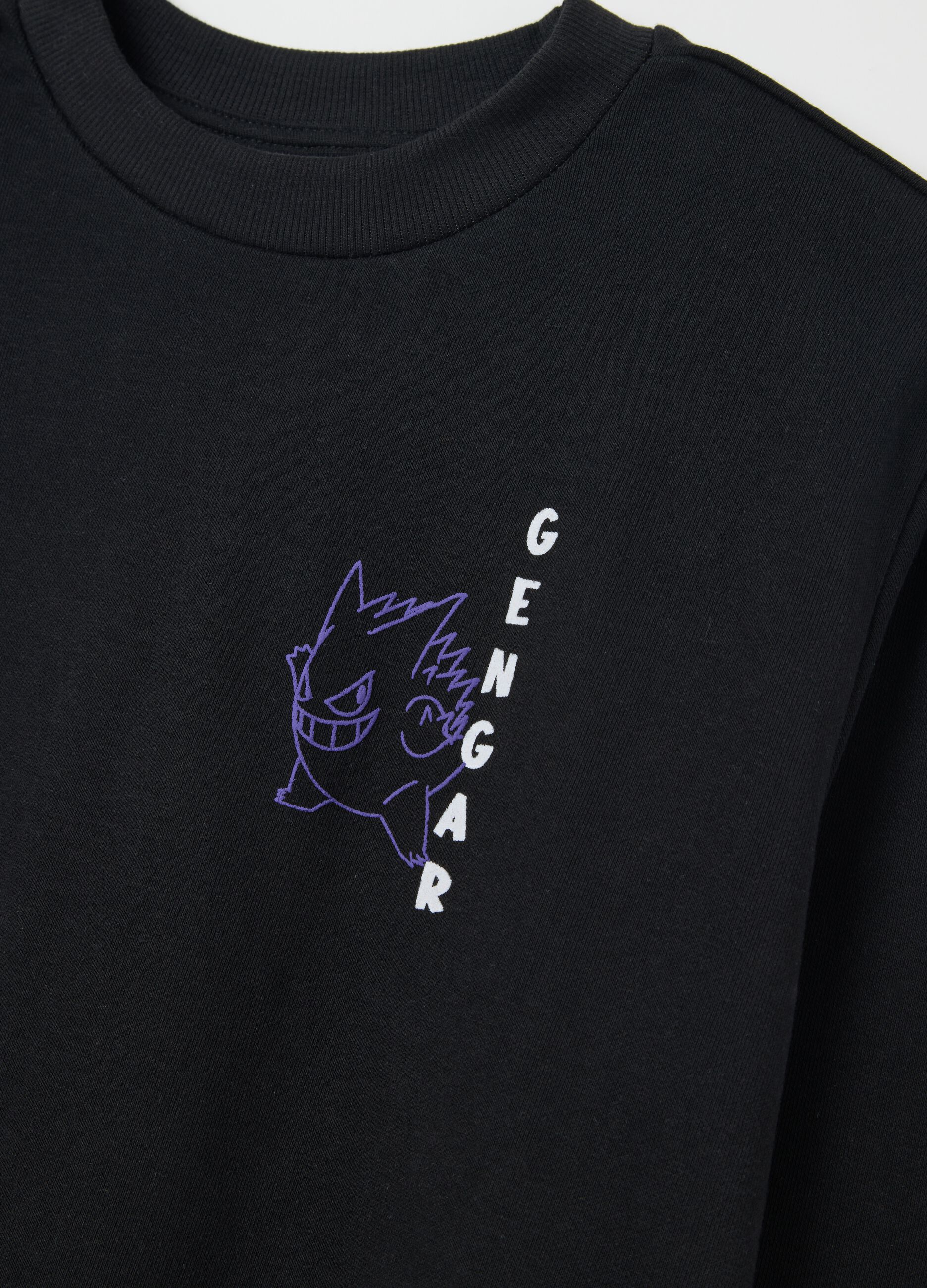 Black Hoodie with Gengar Manga Print for Men