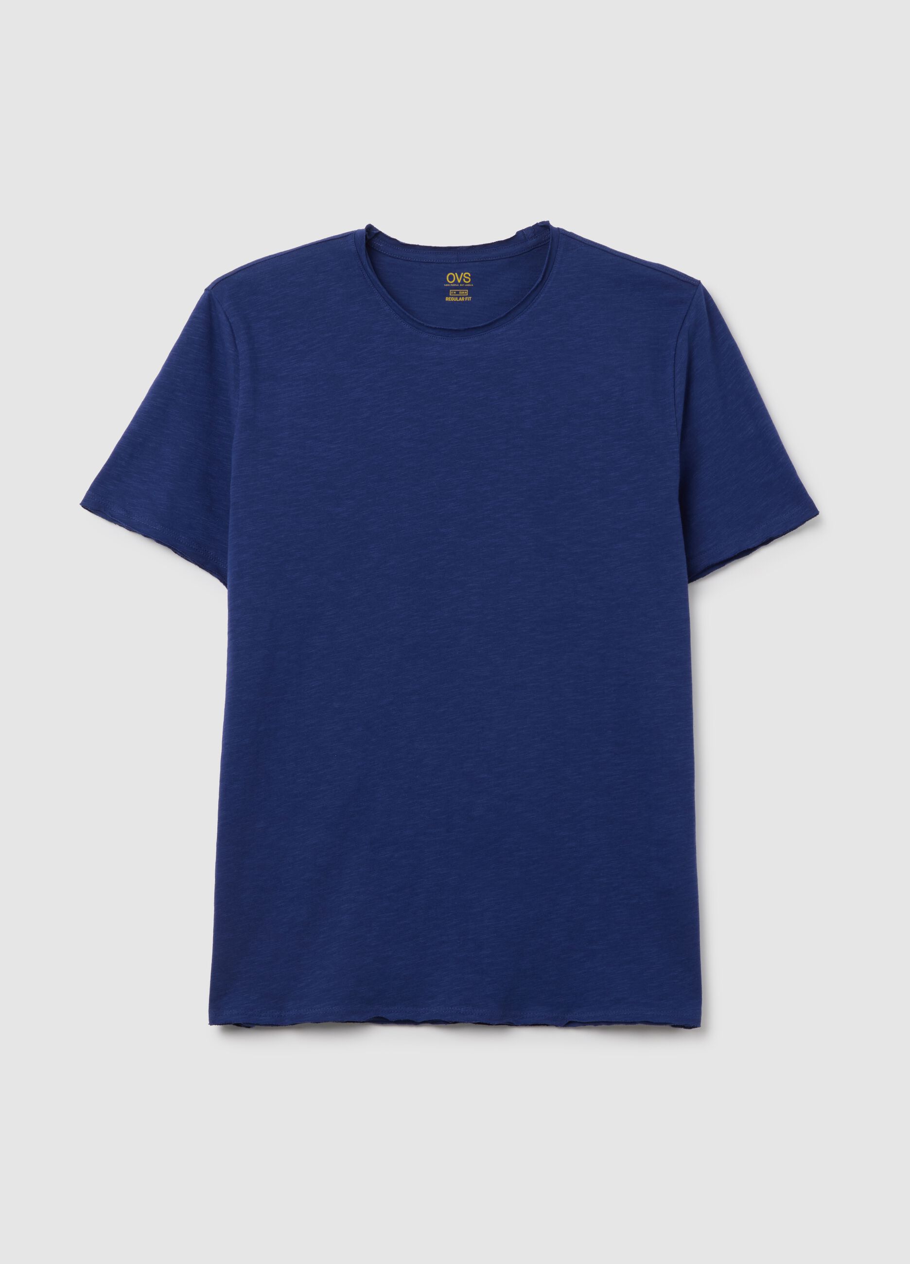 T-shirt da uomo in puro cotone blu regular fit