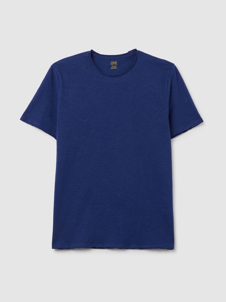 Men's Regular Fit Blue Pure Cotton T-Shirt_4