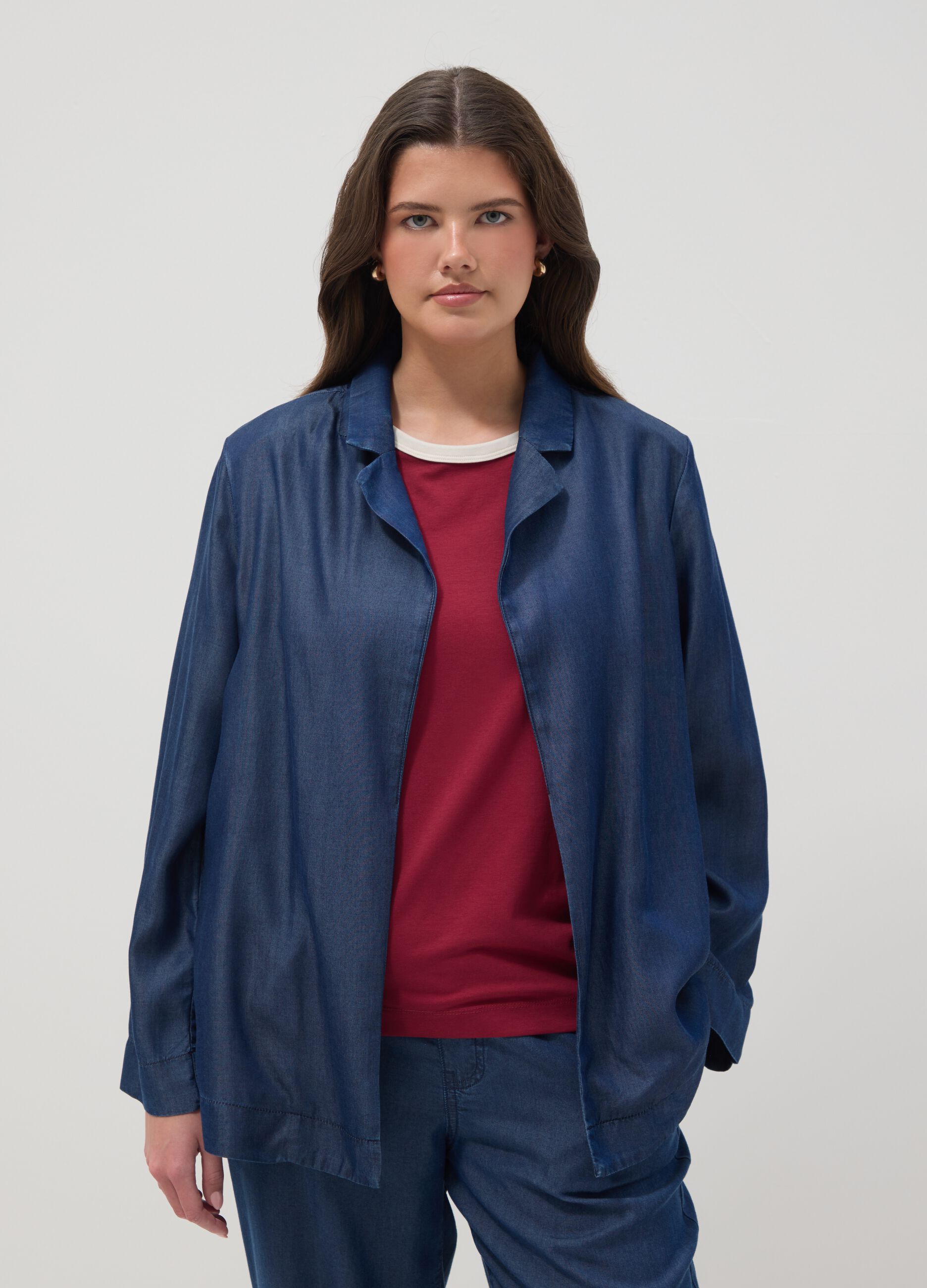 Blue regular fit lyocell blazer