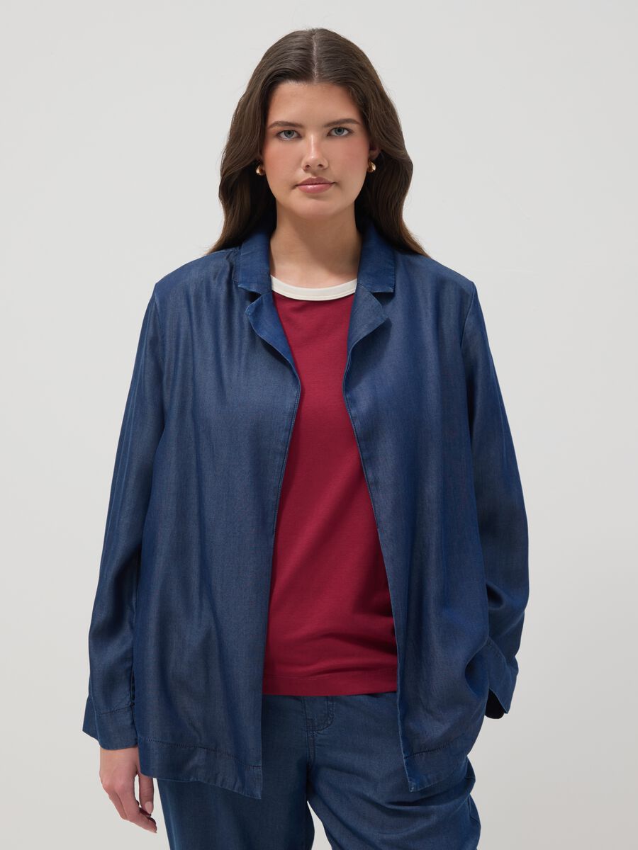 Blazer in puro lyocell blu regular fit_1