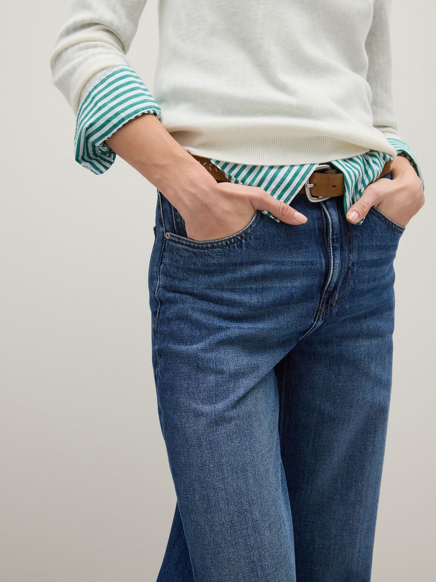 Genuine Leather Brown Belt with Braided Details_3