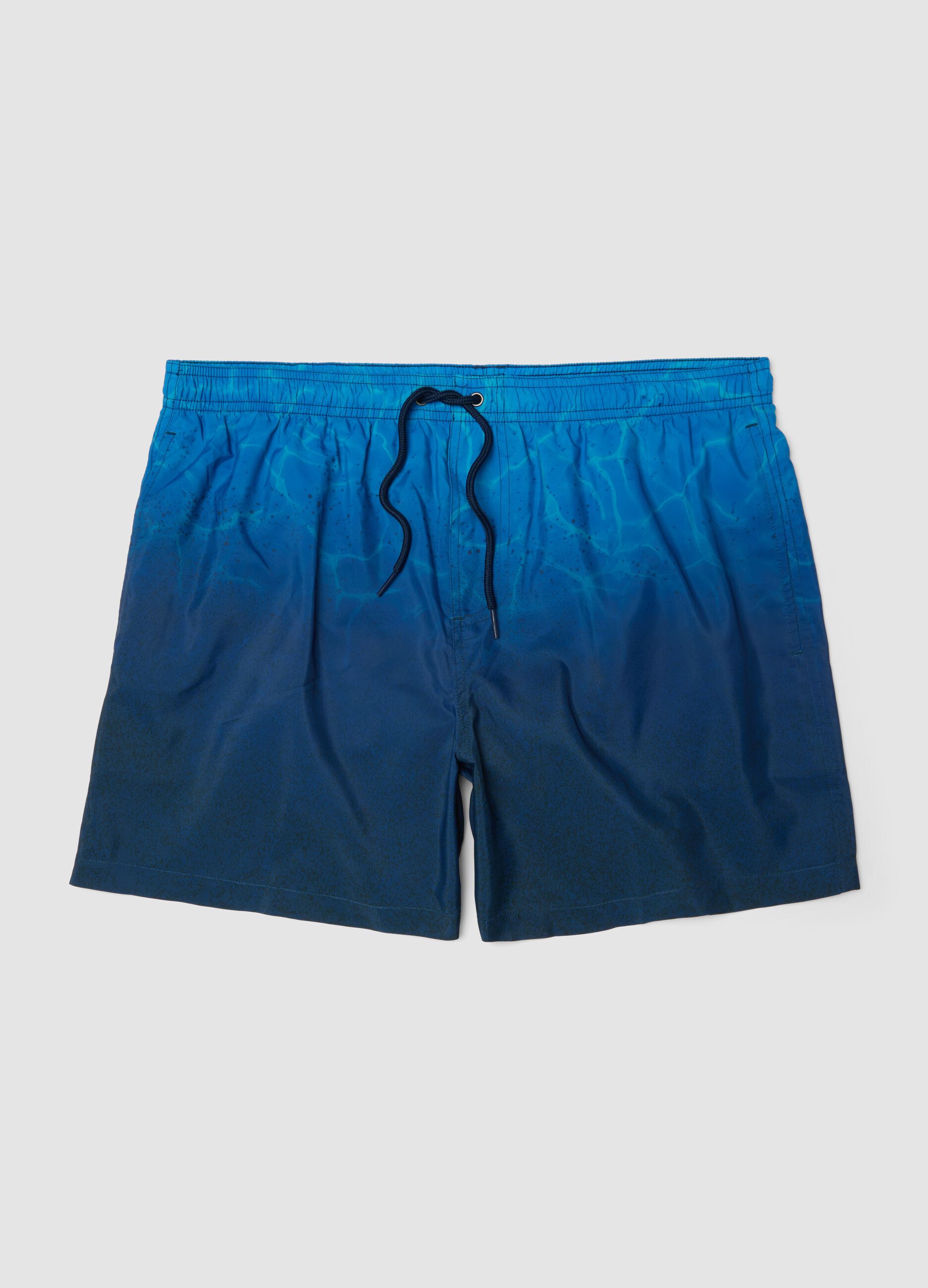 Blue ombr&eacute; swim shorts with elasticated waist