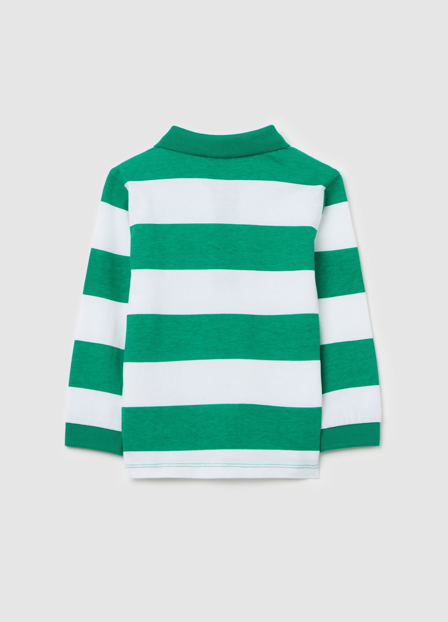 Polo maniche lunghe in cotone a righe 