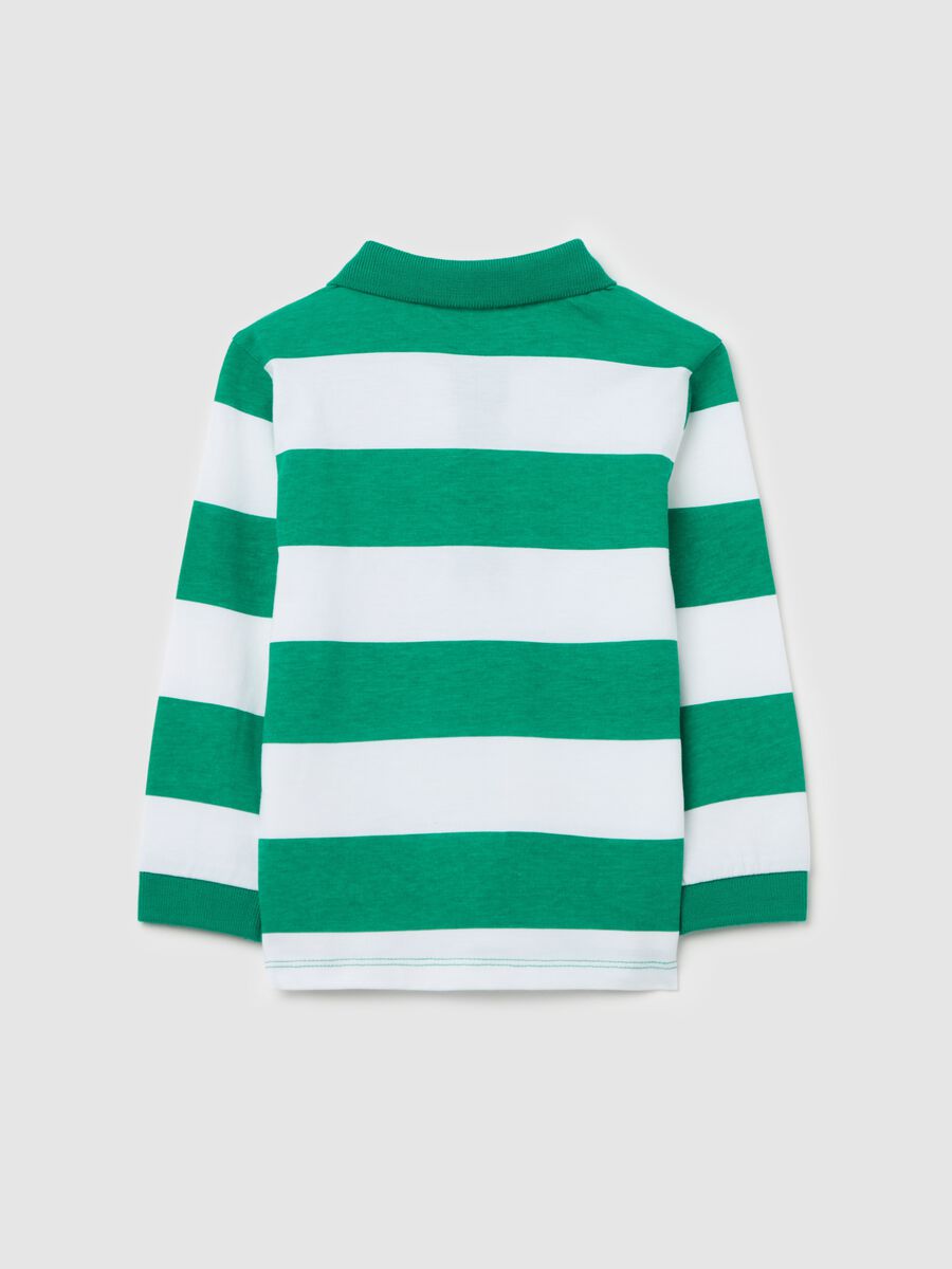 Long-sleeved polo shirt in striped cotton_1