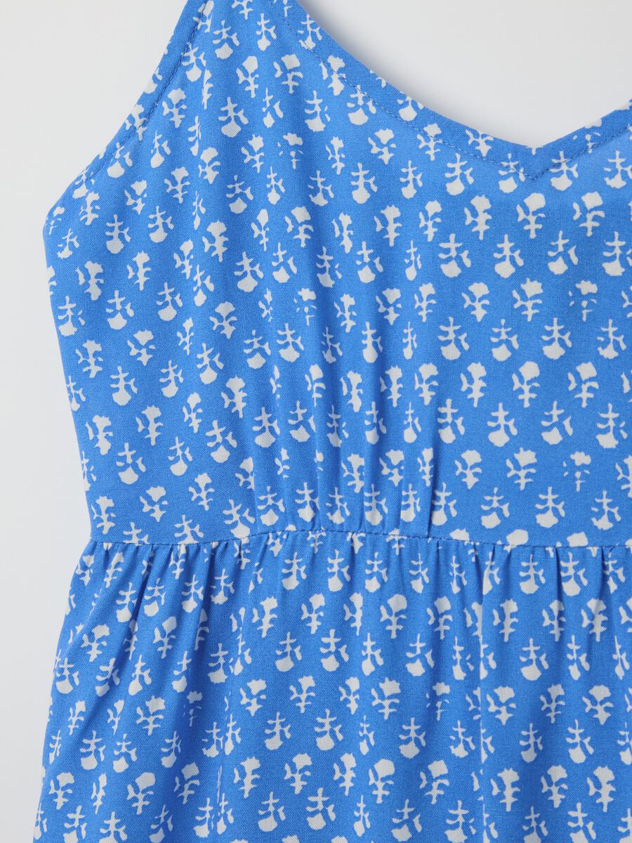Light blue viscose dress with V neck and flounce_5