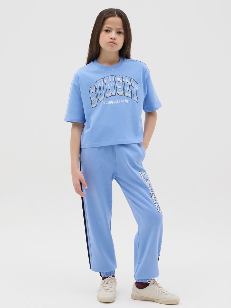 Joggers with contrasting bands and "Sunset” print_1