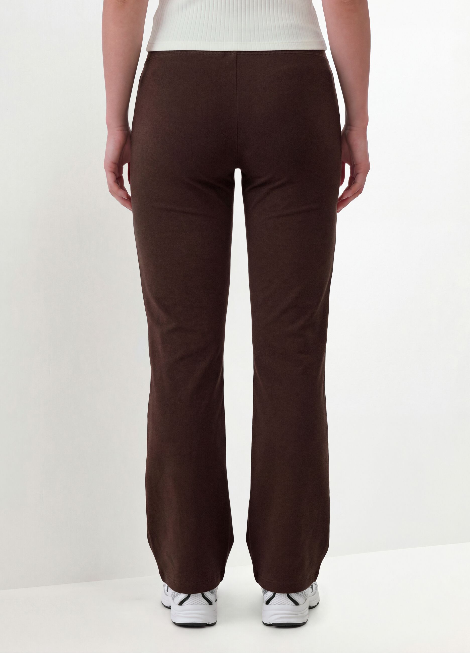 Brown flared leggings in stretch cotton
