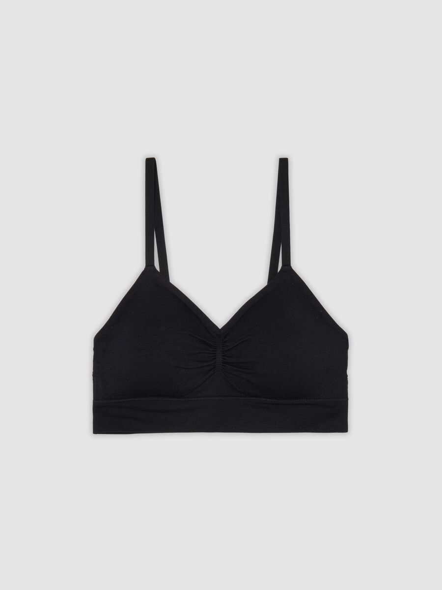 Black non-padded stretch bralette bra_0