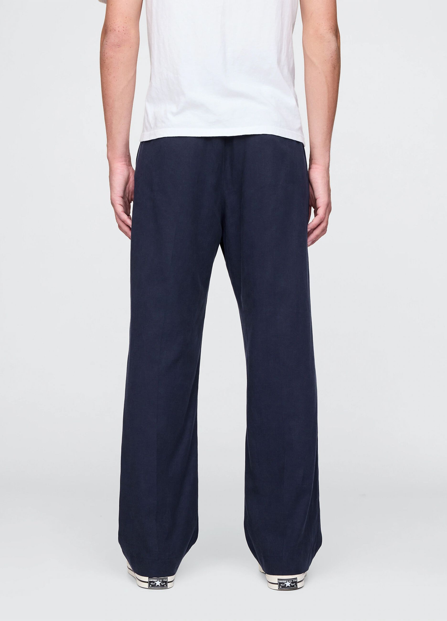 Blue wide-leg trousers in Lyocell and cotton
