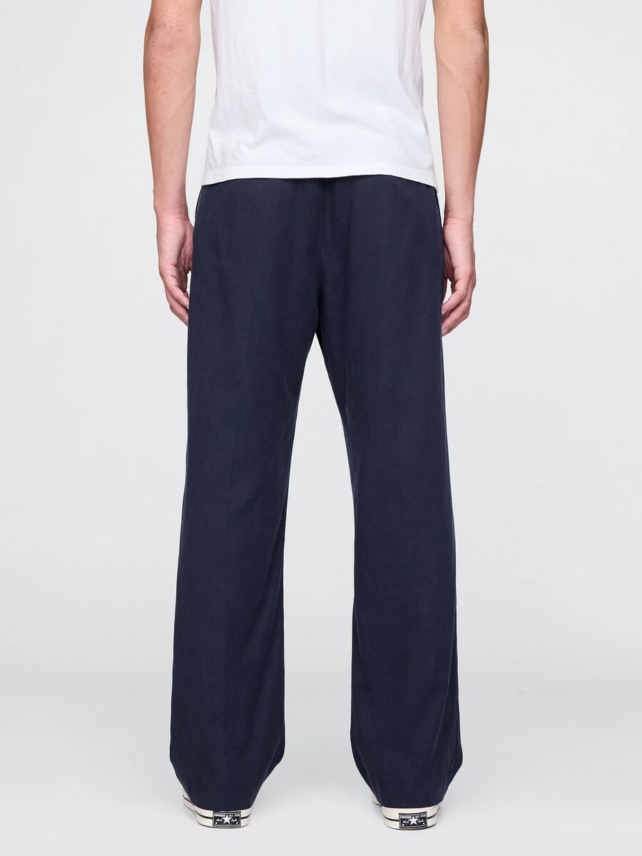 Blue wide-leg trousers in Lyocell and cotton_2