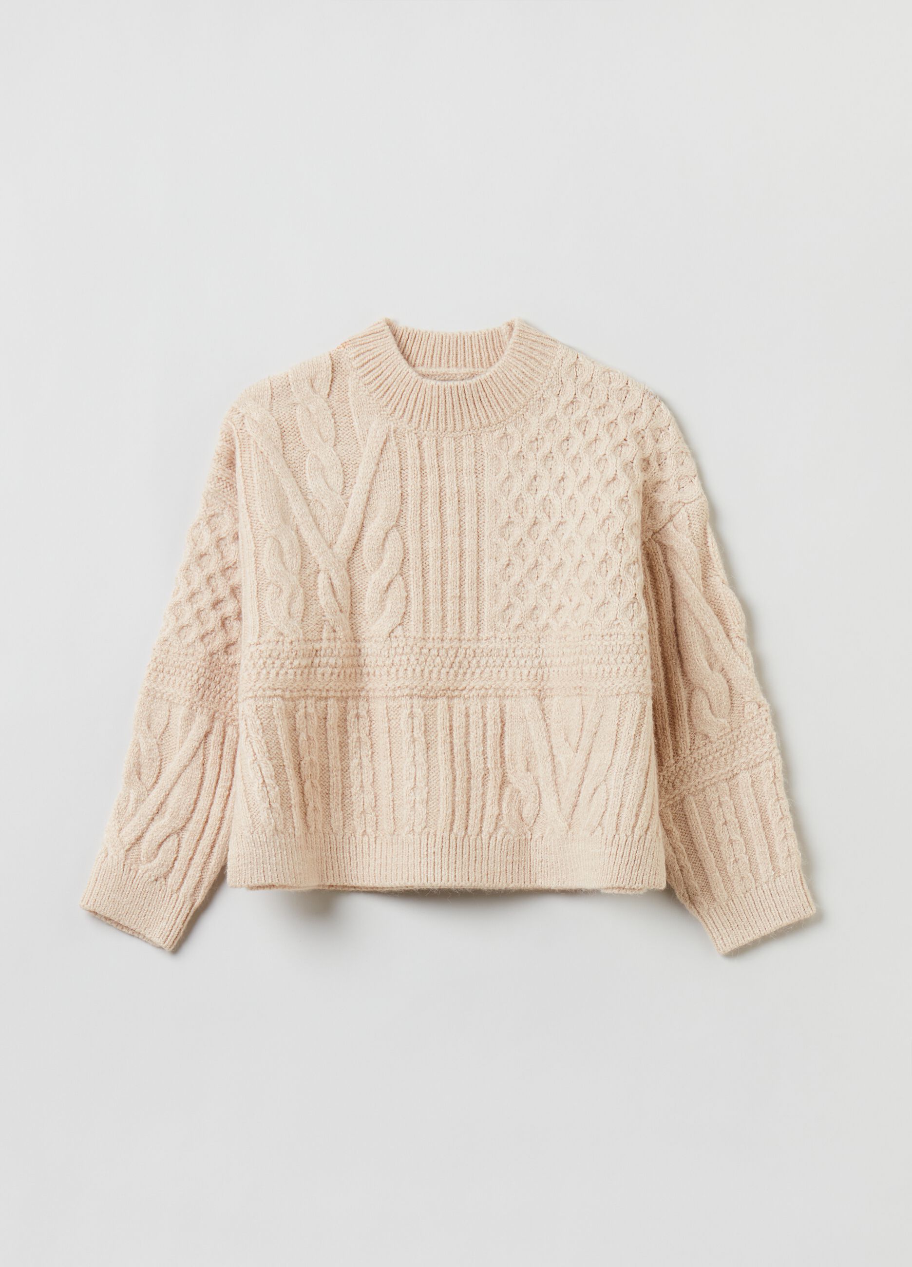Pullover cropped con motivo a trecce_0