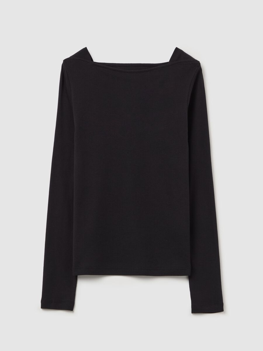 Long-sleeved T-shirt with boat neck_4