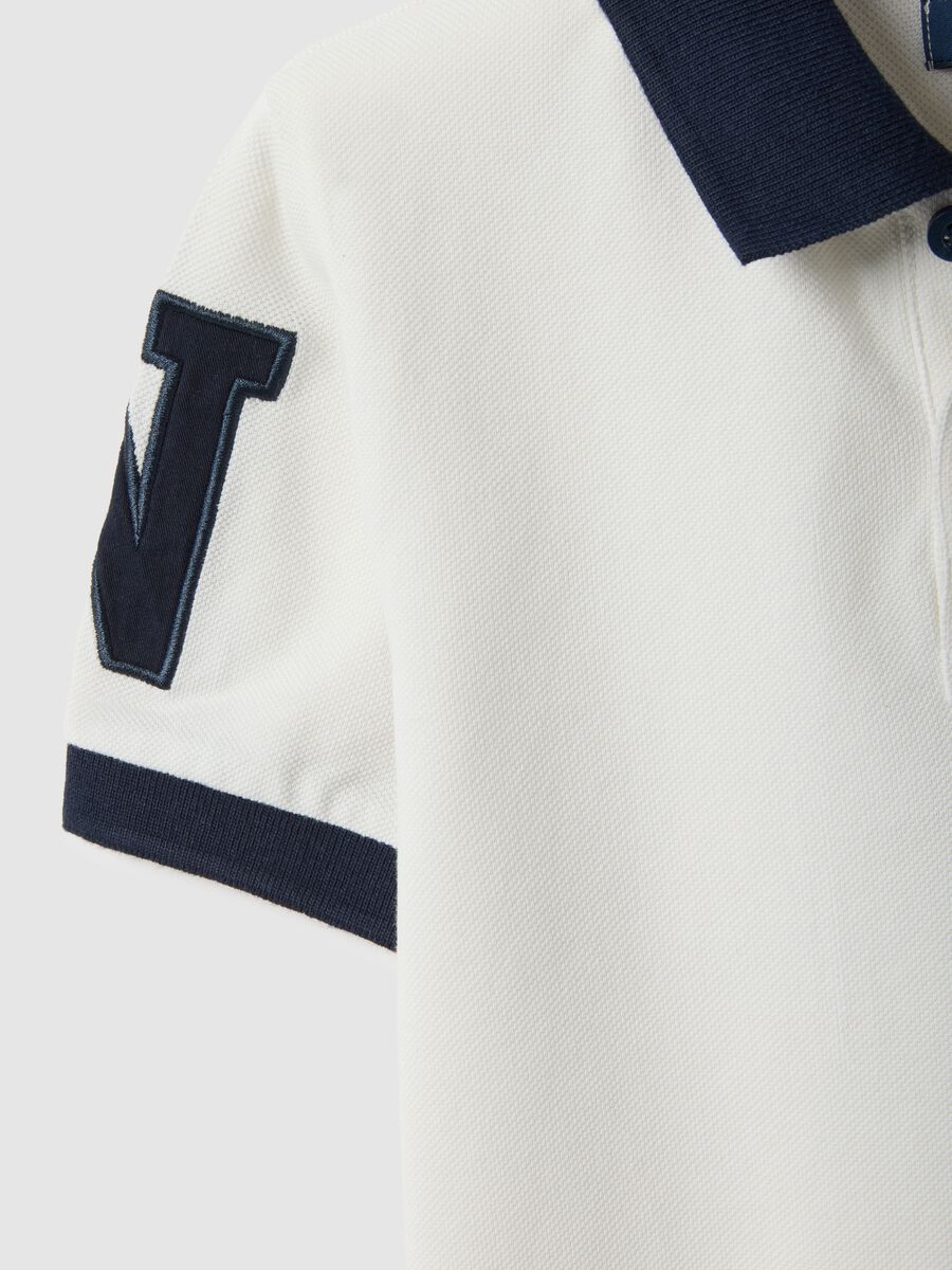 Children's white pure cotton regular fit polo_3