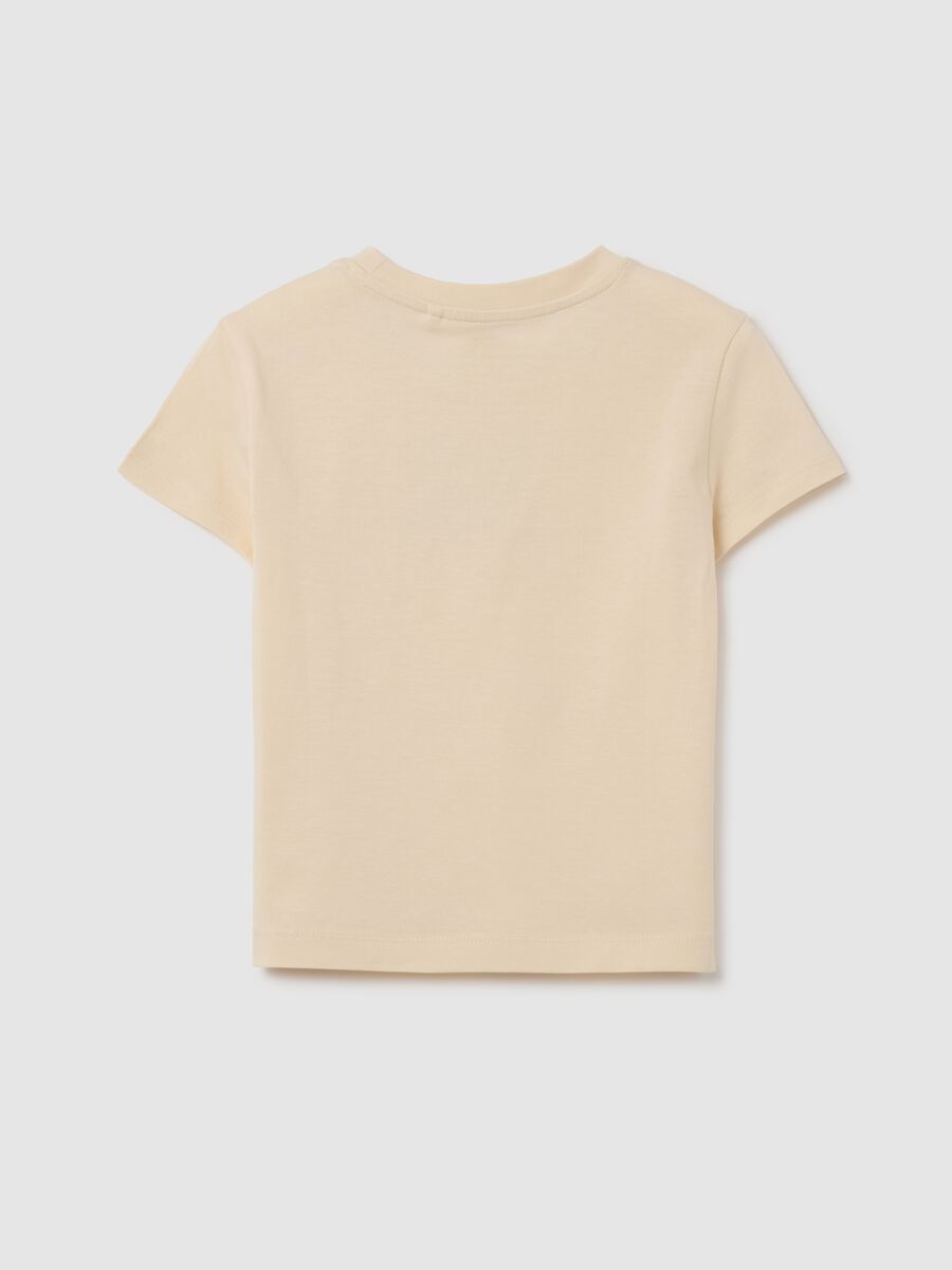 T-shirt da ragazza in puro cotone beige regular fit con scritta_4